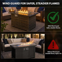 44" Propane Fire Pit Table with Tempered Glass Top, Lid, Brown