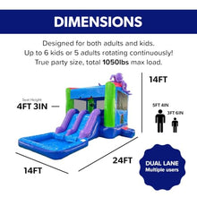 JumpOrange Commercial Grade Bounce House Water Slide with Splash Pool for Kids and Adults (with Blower), Wet Dry Use, Basketball Hoop, Outdoor Indoor, Birthday Party Rental (2 Lane Octopus)