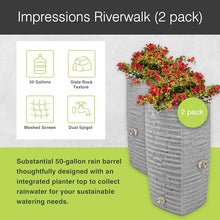 Good Ideas Impressions Riverwalk Rain Water Collection Barrel, 2 Pack