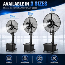 Outdoor Misting Fan 11 Gallon, Adjustable Height Cooling Fan With 3 Speeds