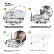MoNiBloom 10 Pack 5.5Ft White Folding Plastic Table Heavy Duty Plastic Fold in Half Commercial Banquet Even Indoor Outdoor Table with Handle