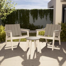 WestinTrends Pacifica Outdoor HDPE Modern Patio Club Armchairs (Set of 2), White/Weathered Wood