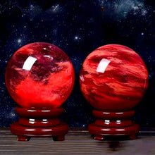 MPUTTCOXN Melting/Natural Multicolor Crystal Quartz Ball with Stand for Healing/Divination/Chakra Balance/Yoga/Home/Office FengShui Decoration (Re-constituted Red Crystal Ball, Diameter 20cm)
