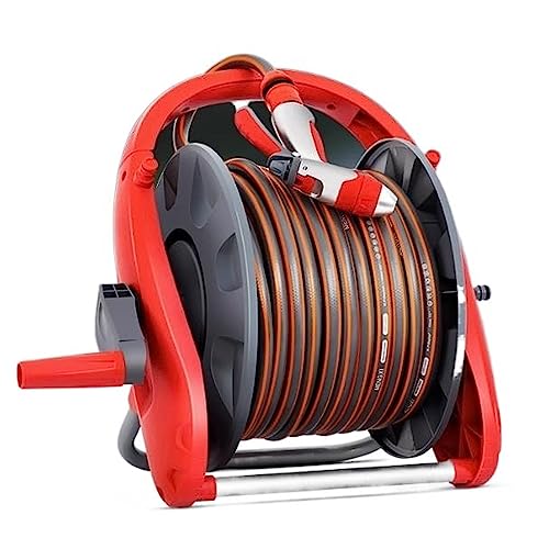 Garden Hose Holder Compact Hose Reel 30m /100ft,Integrated Handle, Supplied with Multi-Purpose Hose, Fittings and Nozzle, for Garden Watering, Car Washing, Yard Cleaning Pipe Hose Storage Organizer