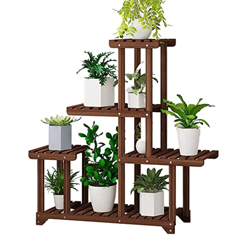 ZOCWJK Plant standWooden Plant Stand Plant Shelf Indoor Outdoor Tiered Stands Flower Pot Holder Shelves Floor Shelf for Garden Planters for Living Room Balcony 86x25x90cm,
