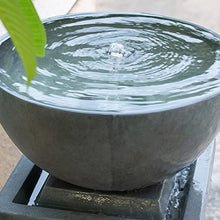 Zen Garden Fountain - 35.5" Gray Polyresin Bowl Water Feature for Patio, Lawn, Birdbath
