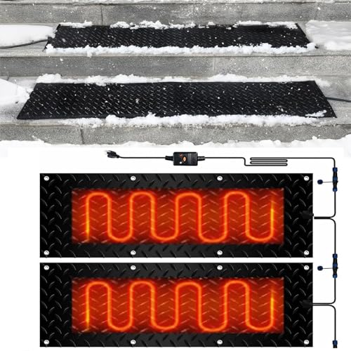 XYWGBMS Snow and Ice Melting Mats, Snow Melting Walkway Mat, 2 in/h Speed Snow and Ice Heated Pad for Winter Outdoor Stairs, Steps, Doorways, Walkways, Driveway,2 Pcs-40x200cm/15.7x79in