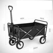 PUCNHZYNW Portable Folding Beach Camping Wagon with Steel Brakes Collapsible Garden Cart with 4 Wheels Foldable Hand Transport Trolley for Festivals Black