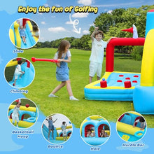 ELEMARA 7-in-1 Inflatable Bounce House with Slide and Golf Area Blue