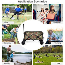 Collapsible Wagon Cart, 4 Wheel Folding Utility Garden Lawn Outdoor Camping Cart Heavy Duty Steel Frame Utility Trolley with Push Bar (B) (B)