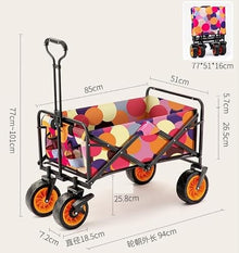 BIOMICE Collapsible Wagon Folding Garden Trolley Cart Heavy Duty Wagon Shopping Cart for Outdoor Camping Beach Pull Truck with 4 Wheels Garden Cart