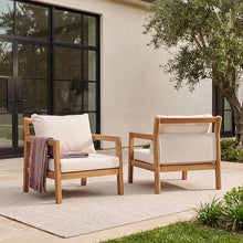 Christopher Knight Home Pablo Acacia Wood Lounge Chair Outdoor Set of 2 with Removable Cushion, Solid Wood Patio Accent Chair with Cushion, Patio Furniture Set Sofa Chair, Light Teak+Beige