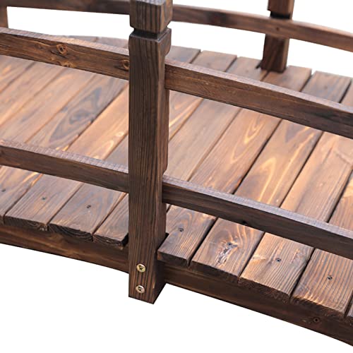 Outdoor Yard Wooden Bridge Arc Solid Wood Garden Bridge 4.6ft/ 5ft, Outdoors Pond Bridge Walkway with Side Railing, Decorative Landscape Footbridge for Lawn Creek Yard Farm(Size:1.4m/55'' Long)