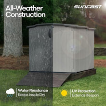 Suncast Horizontal Storage Shed, 98 Cu Ft, Resin, Glidetop, Sliding Lid