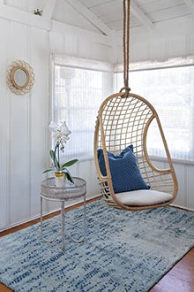 KOUBOO Grid Rattan Hanging Chair, Indoor Hanging Egg Chairs, Swings, Hammock Chairs with Stands for Patio, Bedroom, Adjustable Height Resistant, Natural