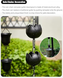 YUSIWOAL Rain Chain for Gutters, Aluminium Outdoor Water Chain Downpipe for Patios, Gardens and Terraces(Style 1,2.5m/8ft)
