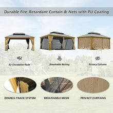 Domi Outdoor Living 12’ x 16’ Hardtop Gazebo Aluminum Wood Grain with Double Canopy Wood-Looking