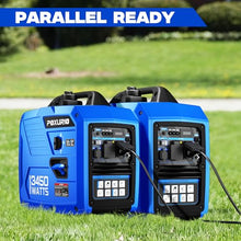 POXURIO 3450-Watt Dual Portable Inverter Generator for Camping & RV, 1.6 Gallon Gas Tank for 8.3 Hours Use, 120V Gas Powered Generator Ultra-Quiet Operation, EPA Compliant, Blue