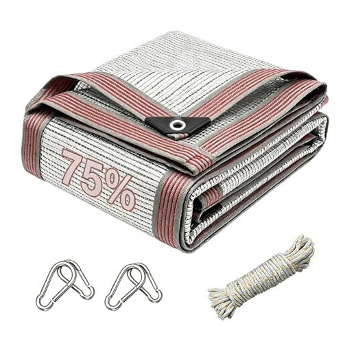 Aluminum Shade Cloth 30x38ft, 75% Reflective Silver Shade Cloth with Grommets, Sun Protection and Breathable, Complete Accessories, for Greenhouse, Car, Pet, Camping, Garden