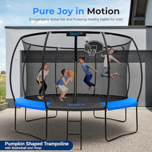 SereneLife 12ft Kids Trampoline with Net & Basketball Hoop Blue