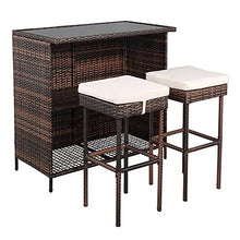 (102 x 59 x 101) cm Bar Table and Bar Stool Three-Piece Set Brown Gradient Patio Furniture Set Outdoor Furniture Set