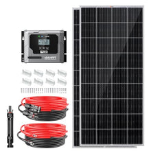 RICH SOLAR 400 Watt Premium Solar Kit - 2 Pack of 200W Panel, 40A MPPT Charge Controller, Mounting Z Brackets, Adaptor Kit, Tray Cables Set, Off-Grid 12V Solar Power System