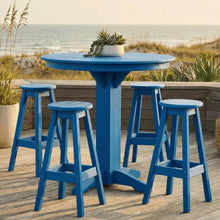 Keystone Amish Co. Poly Composite Sierra 5-Piece Outdoor Bar Set, All-Weather Patio Round Table & 4 Chairs, Amish Crafted, Made in USA, Bright White