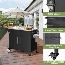 KEIKI Outdoor Grill Table with Sink & Foldable Worktop, 304 Stainless Steel BBQ Cart with Storage Cabinet & Wheels, Outdoor Kitchen Prep Station with Large Basin for Backyard, Garden, Patio