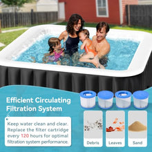 Glonerle 2-4 Person Inflatable Hot Tub, Large Square Portable Blow up Hot Tub, Leak-Proof PVC Outdoor Spa with 120 Air Jets, Insulated Cover and Heater Pump, 60” X 60” X 25”