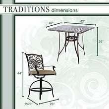 Hanover Traditions 5-Piece High-Dining Set with Cushioned Swivel Chairs and 42" Square Cast-Top Table Tan