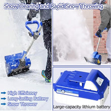 Cordless Snow Shovel, 24V 4.0Ah Battery Powered Snow Blower, 30 * 18 Cm Clearing Range Snow Thrower, 8 M Throwing Distance Sweeper with Adjustable Front Handle, for Patio, Deck, Driveway 2 Batteries