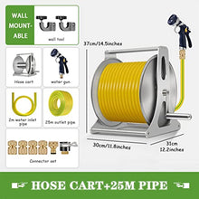 Portable Hose Reels,Stainless Steel Alloy Hose Reel,Hose Organizer,Sturdy Durable,Easy to Use,for Garden Yard, Hose Cart+25m Pipe