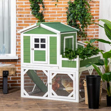 49" Small Chicken Coop with Outdoor Run, Covered Hen House with Nesting Box, Ramp & Removable Tray, Green, for 2–4 Birds
