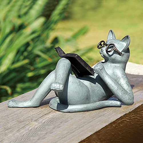 SPI Home 53028 10 x 17.50 x 11 in. Literary Cat Garden Sculpture