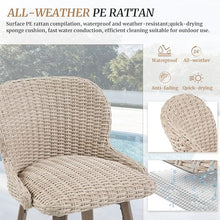 Cozyman Swivel Outdoor Bar Stools Set of 4, 27" Counter Wicker Patio Chair - Waterproof & All-Weather, Boho Coastal Bar Stools with Backrest for Porch,Kitchen Island,Patio,Pool,Apricot
