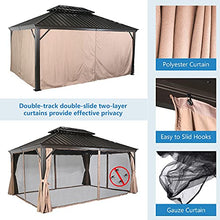 Patio Tree 12' x 16' Aluminum Frame Outdoor Gazebo Tent with Mosquito Net and Polyester Curtain