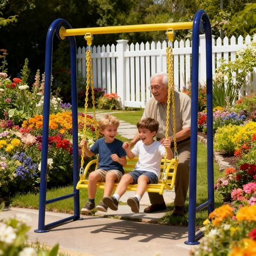 Heavy Duty Metal Hanging Porch Swing Chair,Steel Porch Swing Stand with Swing Chair,Swing Bench Chair for Backyard/Parks/Garden, /Reading Outside(A)