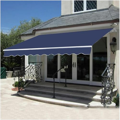 WZUOPG Manual Retractable Awning Door Window Awning Shelter Outdoor Canopy Home Deck Canopy with Manual Crank Handle（Frame Included ）
