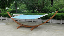 Arched Double Wide Wooden Hammock Swing Day Bed with Quilted Hammock