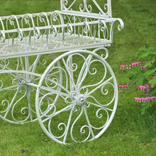 Zaer Ltd. Large Metal Commercial Flower Cart Display with Roof Antique White