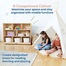 ECR4Kids 8-Compartment Mobile Storage Cabinet 36in Classroom Furniture Natural