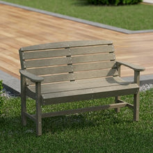 Wildridge Classic Bench, Weathered Wood - Outdoor Weather Resistant Poly Lumber Bench for Patio, Deck, Garden