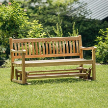 TITAN GREAT OUTDOORS Ash & Ember Cascade Grade A Teak 59in Glider Bench, Weather Resistant Premium Wood Outdoor Patio Furniture with Ergonomic Contoured Seat, Back, Armrests