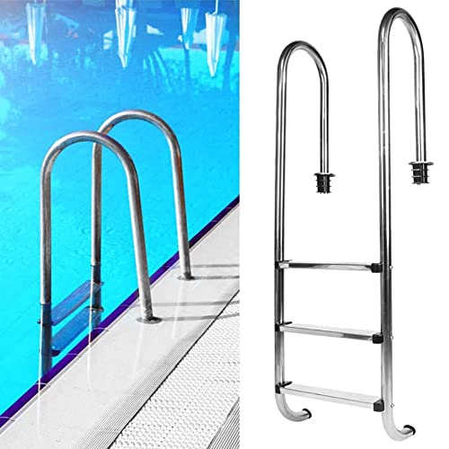 3-Step Stainless Steel Pool Ladder | Entry and Exit System for In-Ground Swimming Pools for Indoor/Outdoor Pool with Non-Slip Ladder Easy Assembly