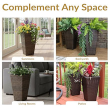 Sunnydaze 20" Square Tall Wicker Outdoor Planter, Brown, 8pk