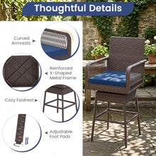 ORALNER 29" Outdoor Bar Stools Wicker Swivel Dining Chair Set of 4, Navy