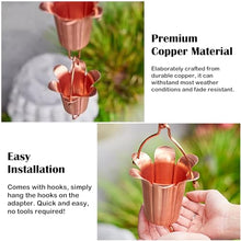 YUSIWOAL Hanging Rain Chains for Roof Gutters, Copper Collector Cups Outdoor Decor, Adjustable Length Drain Link Eavestrough Diverter(2.6M (8.5Ft))