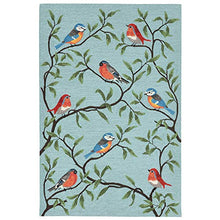 Liora Manne Aqua Ravella Birds on Branches Indoor/Outdoor Rug 8'3" x 11'6" Blue