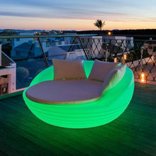 newgarden Formentera Solar LED Outdoor Bali Daybed with RGB + White Light, Rechargeable Patio Lounge Bed, Waterproof Pool & Garden Furniture with Remote