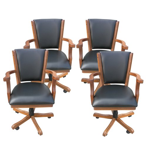 Hathaway Kingston 48-in Poker Table Armchairs Dark Oak